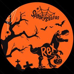 Spooky Saurus Svg, Halloween Svg, TRex Svg, Red Moon Svg