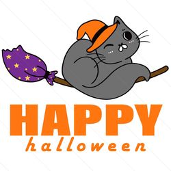 Happy Halloween Black Cat Witch Svg, Halloween Svg, Black Cat Svg