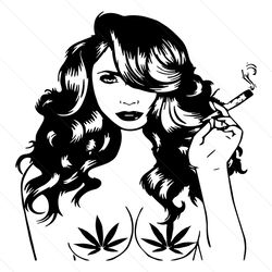 Woman Smoking Weed Svg, Pretty Weed Lady Cannabis Herbs High Life Svg, Weed Svg