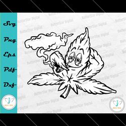 Weed Leaf Smoking Joint SVG, Cannabis Svg, Smoke Cannabis Svg, Weed Svg