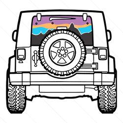 Jeep Tire With Sunset And Mountains, Jeep Svg, Transport Svg, Vehicle