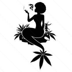 Afro Cannabis Mermaid SVG, Cannabis Svg, Smoking Marijuana Joint Svg