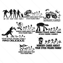 Funny Stick Figure Family Car Decal Bundle Pack Cut Files and