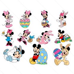 Easter Bunny Mickey Minnie Mouse Bundle SVG PNG, Easter Svg, Disney Svg