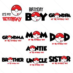 Pokemon Birthday Bundle SVG PNG, Birthday Svg, Pokemon Family Svg