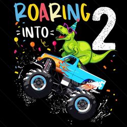 Kids 2Nd Birthday Svg, T Rex Dinosaur Monster Truck Boys And Girls Svg, Birthday Svg