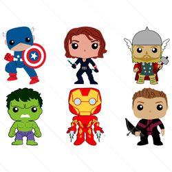 Avengers Cartoon Characters SVG PNG, Movies Svg, thor svg