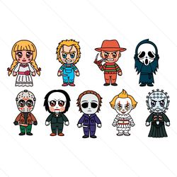 Baby Horror characters Svg, Horror movie killers Svg, Halloween