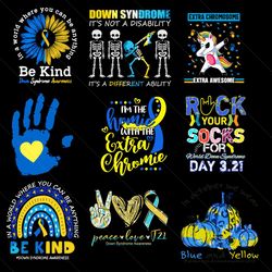 In October We Wear Blue And Yellow Down Syndrome Awareness Bundle SVG PNG