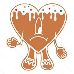 Bad Bunny Xmas Sad Heart Gingerbread Cookies SVG