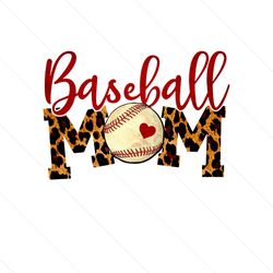 Funny Baseball Leopard Mom Heart PNG