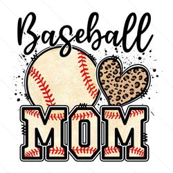Baseball Mom Leopard Heart PNG