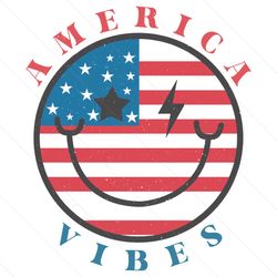 July 4th America Flag Vibes Smiley Face PNG
