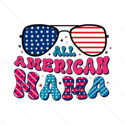 Happy All American Flag Glasses Mama PNG