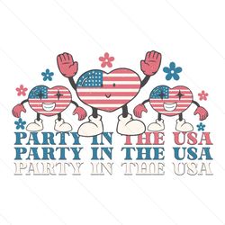 Happy Party In The USA Flag Heart PNG