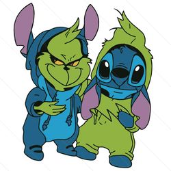 Cute Christmas Grinch And Stitch 2023 SVG