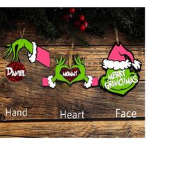 Grinc Ornament SVG, Digital File SVG, Glowforge Ready, Laser Ready. Custom Name, Lightburn File Included, Merry Grinchma