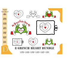 Grinch Heart Svg Png, Grinch Heart File, Grinch Svg, Merry Grinchmas,Grinch Cricut,Green Heart Hands Svg Png, My Grandki
