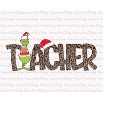 Merry Christmas SVG, Christmas Grinchmas Svg, Christmas Teacher Svg, Leopard Teacher Christmas, Holiday Season, Digital
