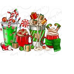 Christmas coffee cup png sublimation design download, Merry Christmas png, Happy New Year png, coffee cups png, sublimat