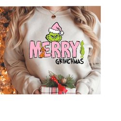 Pink Merry Grnicmas Svg Png, Christmas svg png, Grinc svg png, Trendy Christmas svg png, Christmas sublimation, Merry Ch