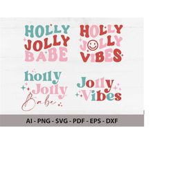 Holly Jolly Babe Vibes Christmas SVG PNG, Retro Sublimation, Christmas Shirt Design, Jolly Vibes, merry christmas PNG Su