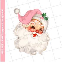 Vintage Digital Clipart | Pink Santa Claus 23 Christmas Vintage Greeting Card Clip Art Graphic Image Sublimation PNG JPE