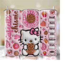 3D Inflated Cafecito Y Chisme 20oz Skinny Tumbler Png, Xmas Conchas Mexicanas, Cat Png, Christmas Movies Png, Pink Chris