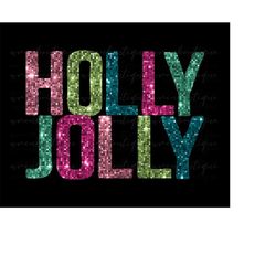 Holly Jolly Christmas Png,Pink Glitter Christmas Png, Christmas Png, Retro Christmas Png, Shirt for All, Christmas Glitt
