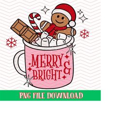 Merry & Bright Pink Christmas PNG File