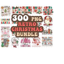 300 Retro Christmas Png Bundle, Pink Christmas Png, Christmas Shirt Design, Christmas Sublimation Designs Downloads BUND