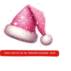 Pink Santa Hat SVG PNG Clipart, Christmas SVG Clipart, dtf Christmas Designs