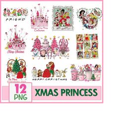 12 Princess Christmas Png Bundle, Merry Christmas Png, Tis The Season Png, Pink Christmas Princess Png, Family Christmas