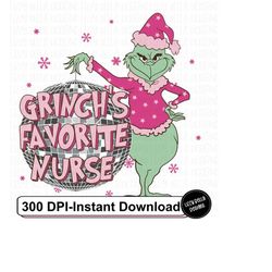 Grinch&39s Favorite Nurse PNG, Retro Merry Grnchmas PNG, Nurse Grinch Png, Retro Christmas PNG, Pink Christmas Sublimati