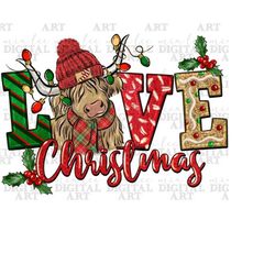 Love Christmas western cow png sublimation design download, Merry Christmas png, Happy New Year png, Christmas vibes png