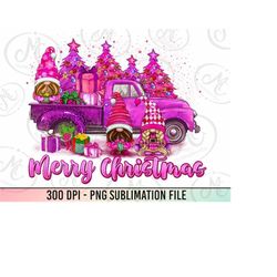 Pink christmas gnomes truck png sublimation design download, Merry Christmas png, Happy New Year png, sublimate designs