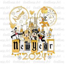 Custom Name Happy New Year 2024 Png, New Year 2024 Png, Holiday Season Png, Magic Kingdom, Vintage New Year Png, Mouse A