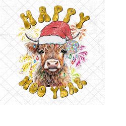 Happy Moo Year Png, Highland Cow New Year, Longhorn New Year Png, New Year Heifer Png, Happy New Year 2024 Png, Howdy Ne