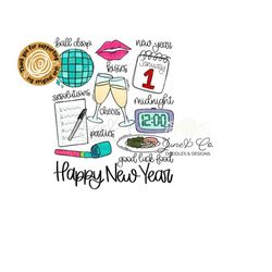 Happy New Year PNG| New Year&39s Eve Sublimation File| New Year Shirt Design| Hand Lettered Printable Art| Instant Downl