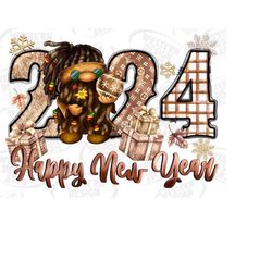2024 Happy New Year Png, Sublimation Design, Christmas Png, Christmas Afro Gnome, Happy New Year Png, Digital Download,G