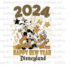 Happy New Year 2024 Png, New Year 2024 Png, Holiday Season Png, Magic Kingdom, Vintage New Year Png, Mouse And Friends