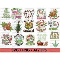 Weed Christmas Bundle Png, Funny Santa Png, Retro Christmas Bundle, Christmas Tree Weed Png, Gnome Christmas Png, Digita