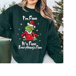 Merry Grinchmas Sublimation Png Christmas Retro Design - Im Fine Its Fine Everythings Fine Png Funny Christmas Shirt Dig