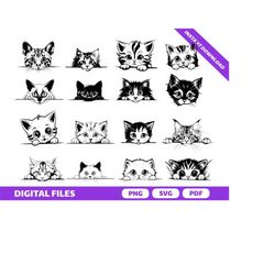 PEEKING CAT SVG, Peeking Cat Clipart, Peeking Cat Svg Files For Cricut, Peeking Cat Silhouette Svg, Cute cat svg, Black