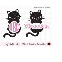 Cat Monogram SVG Cat Monogram Frame Files Cute Simple Black Cat Monogram Frame SVG Silhouette Kitty Cat Monogram Frame s