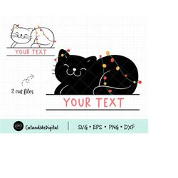 Christmas Black Cat Monogram Frame SVG Christmas Monogram svg Cat cut file Pet svg file Lover Cats cat illustration svg