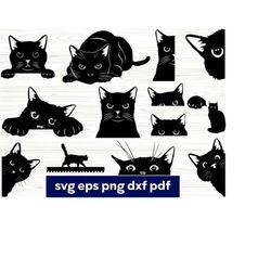 Cat SVG, Black Cat svg, Cat Bundle svg, Peeking Cat svg, Hallowen svg, Cat Decal, Cricut Silhouette, Cut Cutting Files,