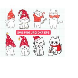 Christmas Cat Svg, Christmas cat clipart, Cat Mom Svg, Black Cat Svg, Cat Bundle, Merry Cat svg
