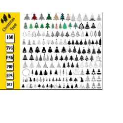 Christmas Tree SVG DXF PNG Bundle, Pine Tree svg, Christmas svg, Pine Hand Drawn svg, Christmas Tree Ornaments, Christma