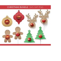 Christmas Lollipop Holder svg, Christmas Chocolate Holder Bundle, Christmas Tree Reindeer Gingerbread Holder svg, Christ